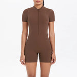 Load image into Gallery viewer, Light Weight Zippered Short Sleeve Jumpsuit Nylon Fabric
