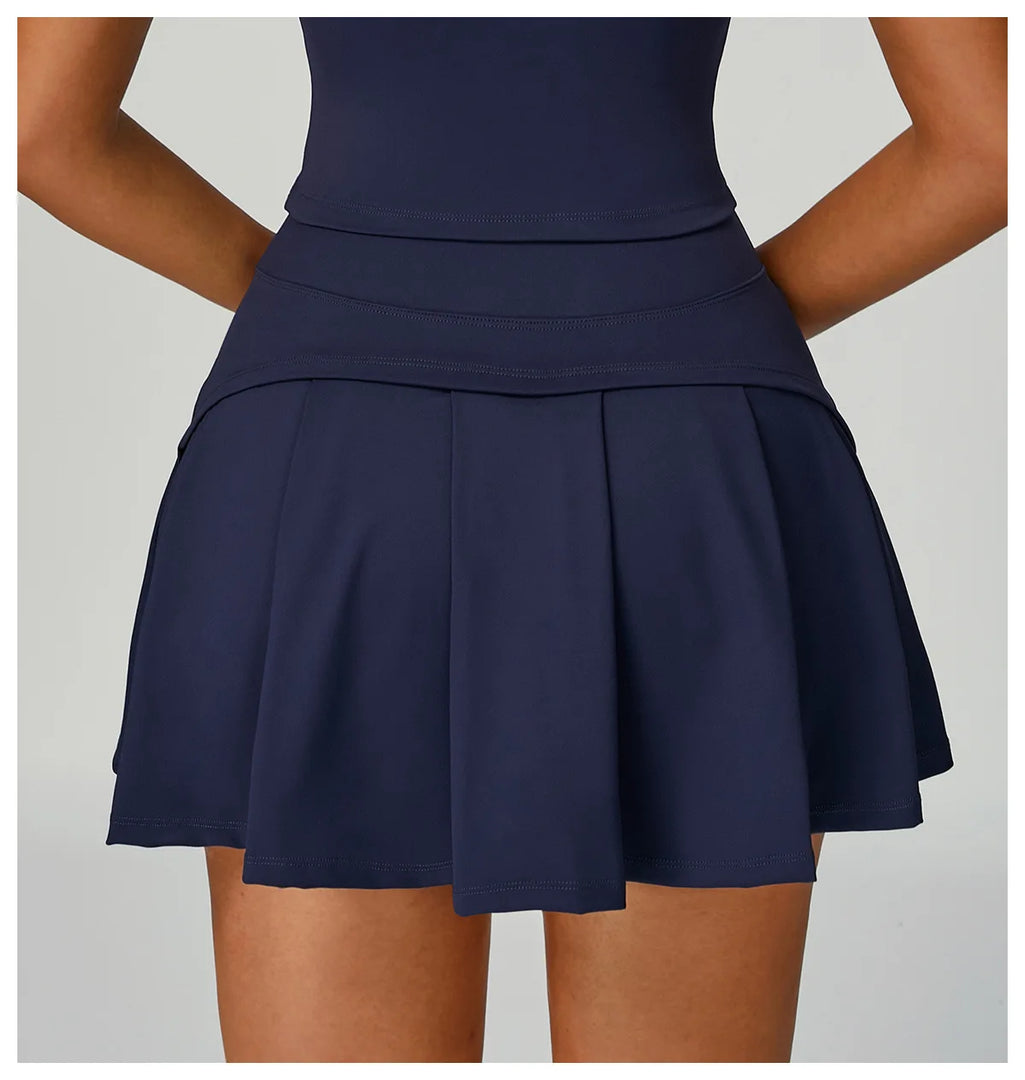 Contoured Performance Yoga Shorts Skirt Set Nylon Fabric