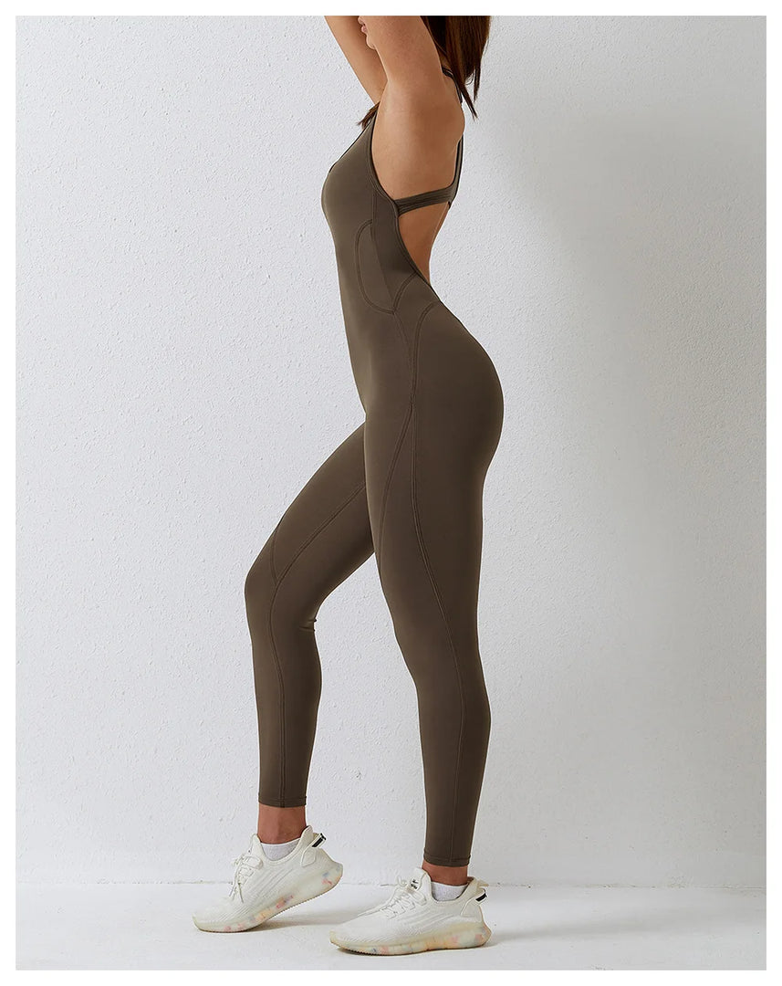 Seamless Contour Sculpt One Piece Yoga Bodysuit Set