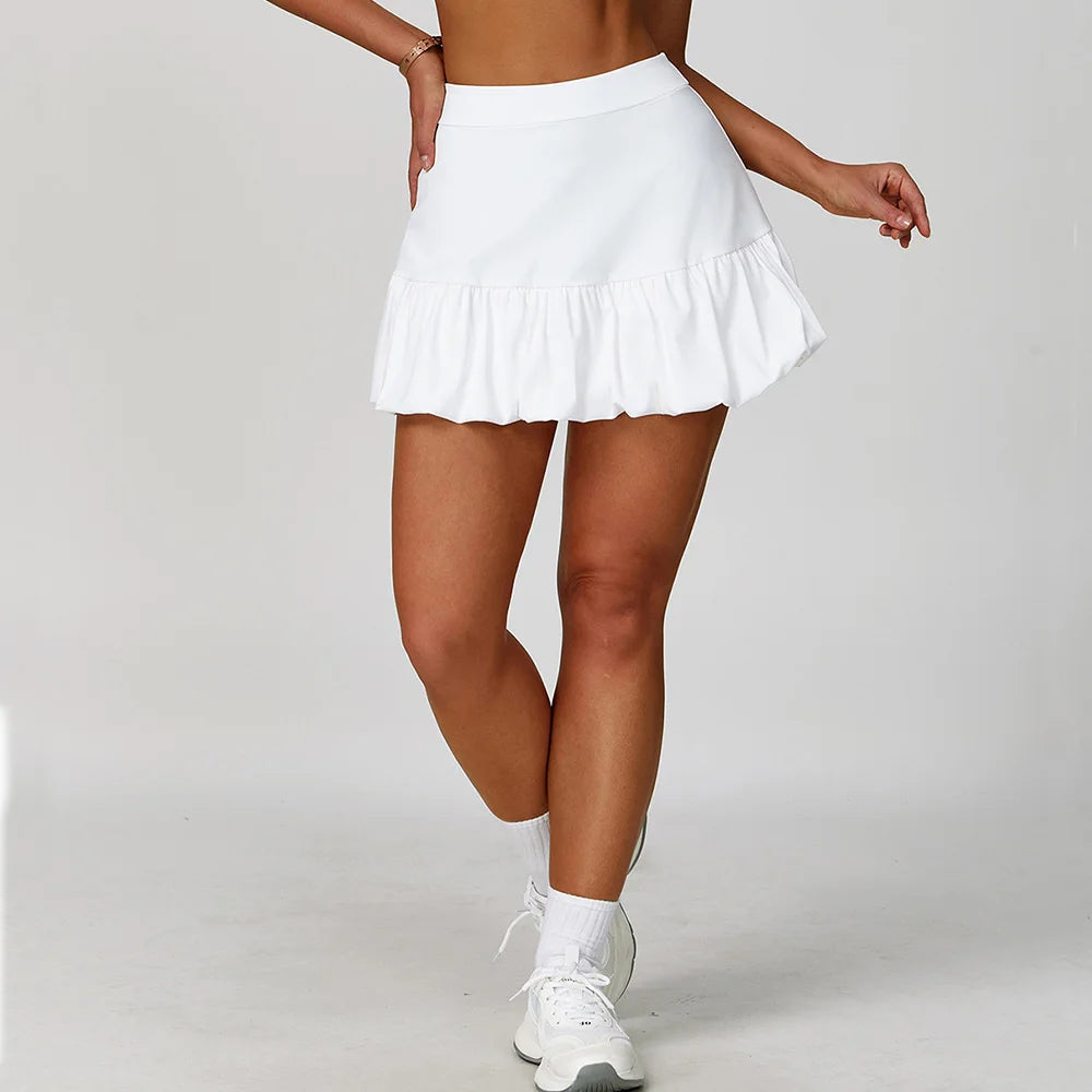 High Waist Tennis Skirt With Breathable Pockets Nylon
