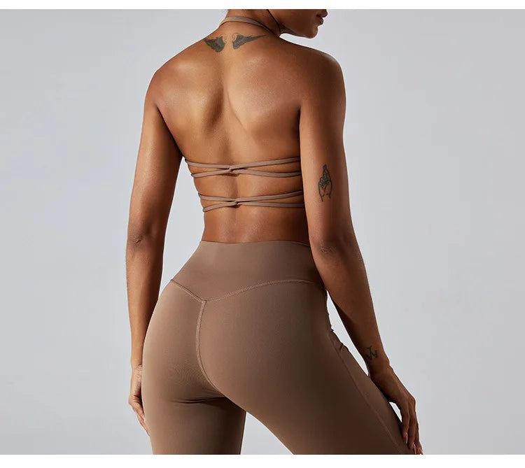 Cross Back Strappy Seamless Bralette Soft Nylon Spandex