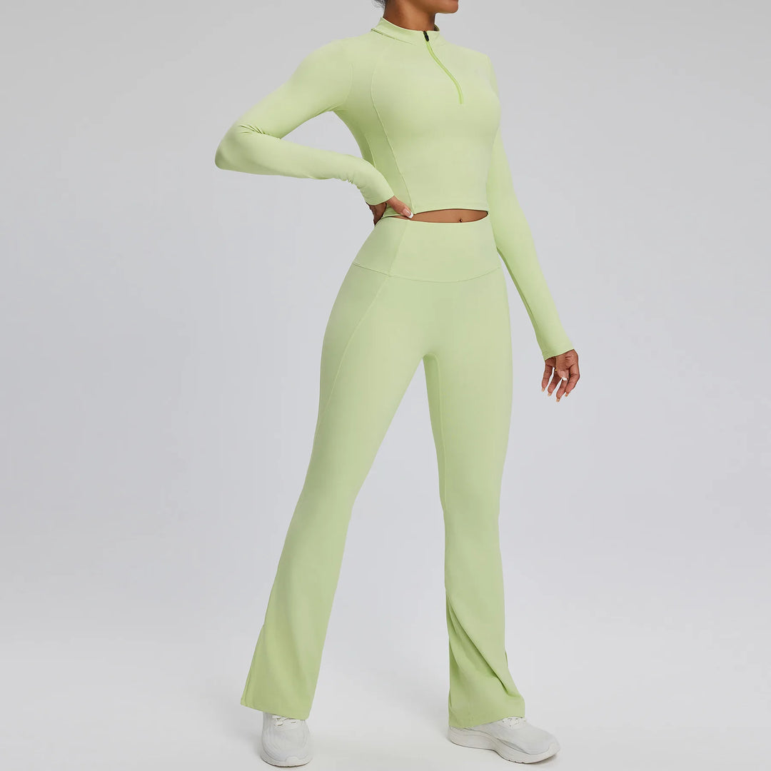 Contour Stretch Athleisure Bell Bottoms Set Nylon Spandex