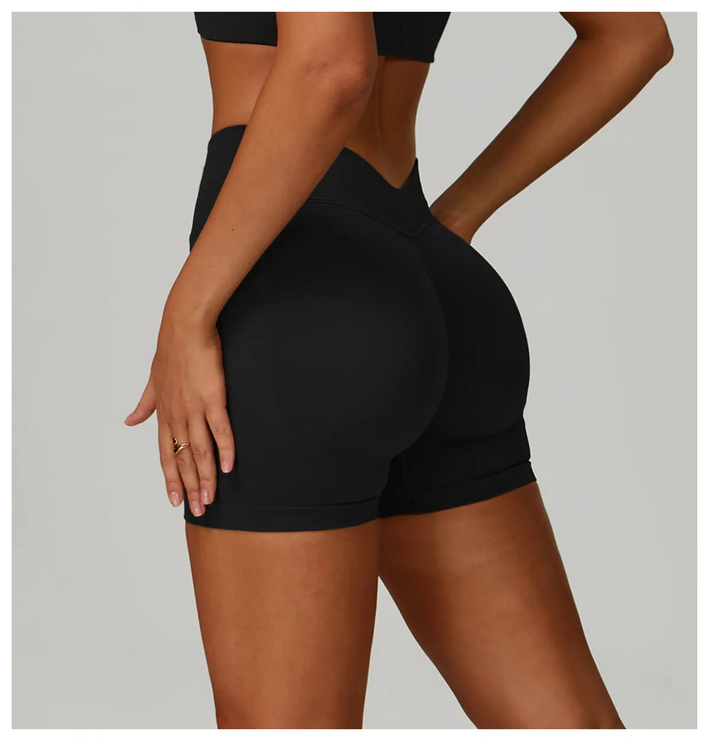 Premium Breathable High Waist Contoured Scrunch Shorts Nylon