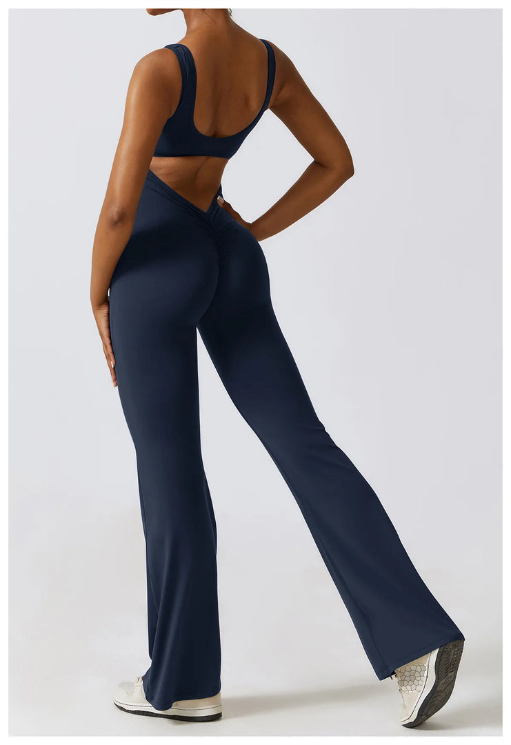 Contoured Back Zip Jumpsuit With Seamless Performance