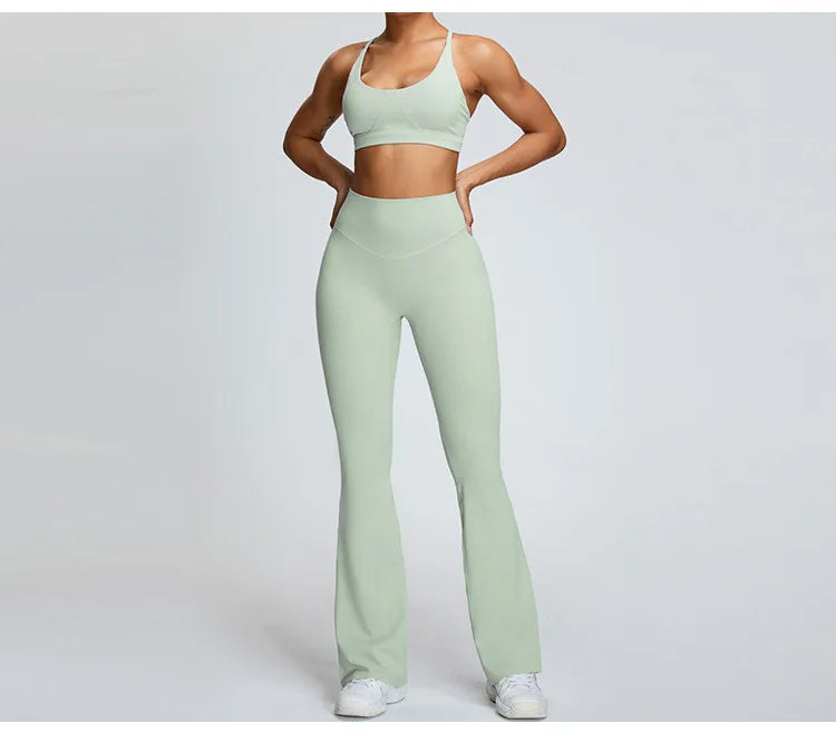 Seamless High Waist Contoured Flare Leggings For Training