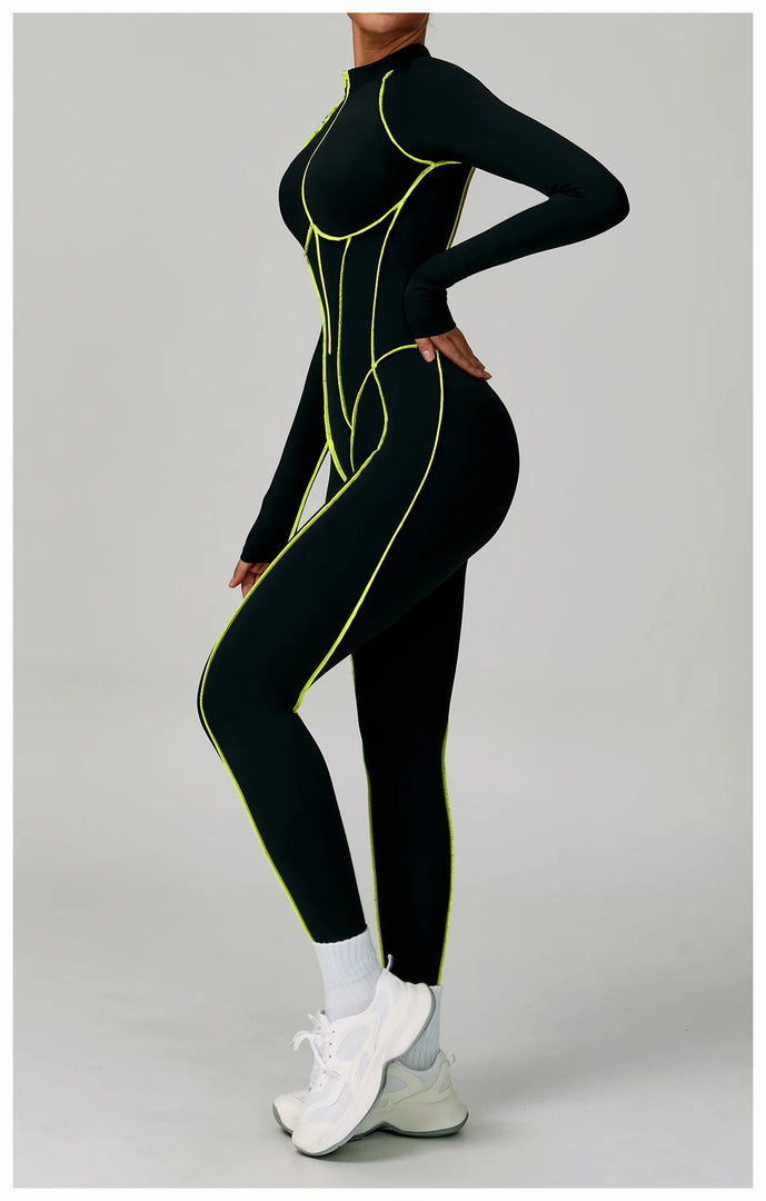 Premium Contour Seamless Breathable Jumpsuit With Front Zip