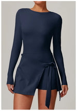 Load image into Gallery viewer, Backless Long Sleeve Contoured Bodysuit Jumpsuit
