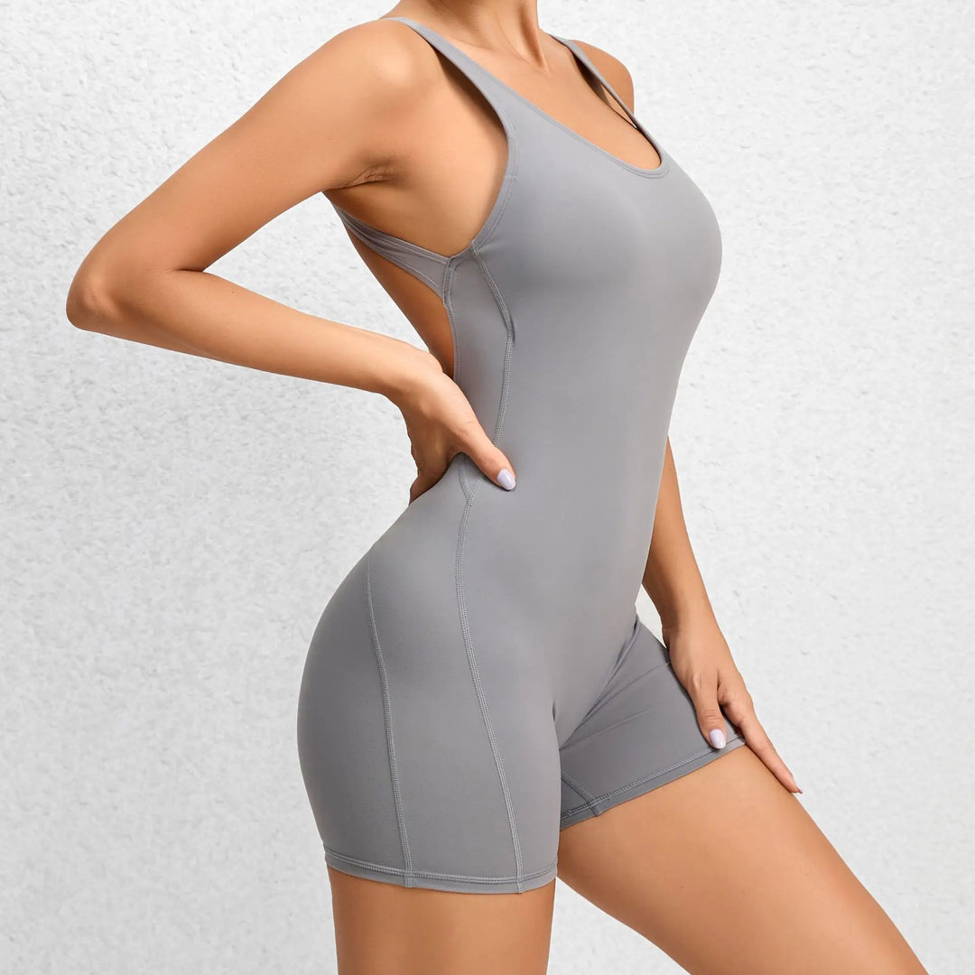 Backless One-Piece Yoga Tracksuit Breathable Nylon Knit