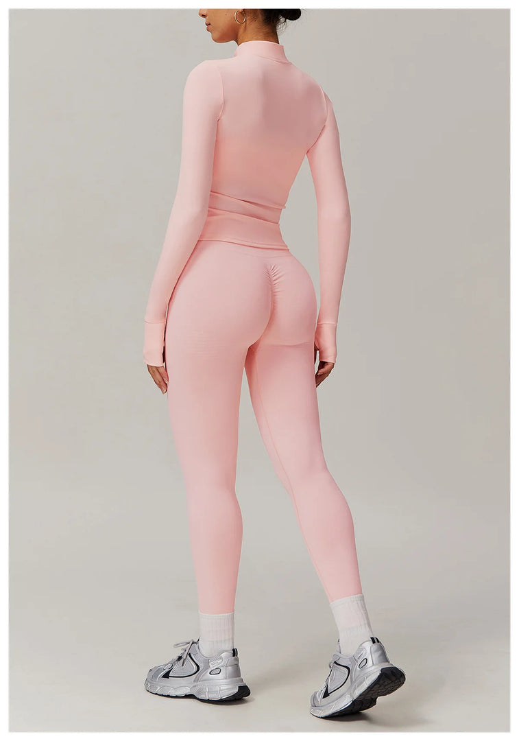 Performance Contoured Zippered Yoga Outfit Long Sleeve