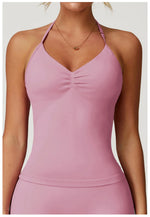 Load image into Gallery viewer, Breathable Contoured Halter Crop Sports Bra With Padding
