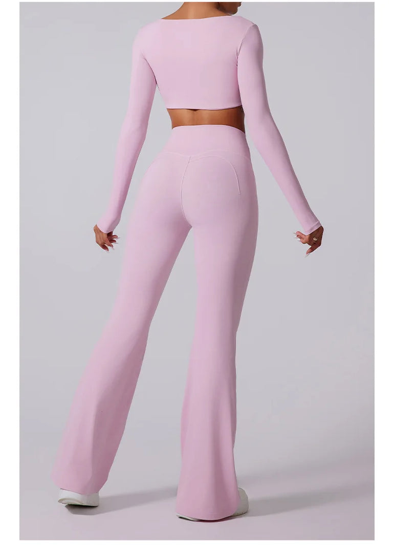 High Waist Contoured Flared Soft Leggings With Coverage