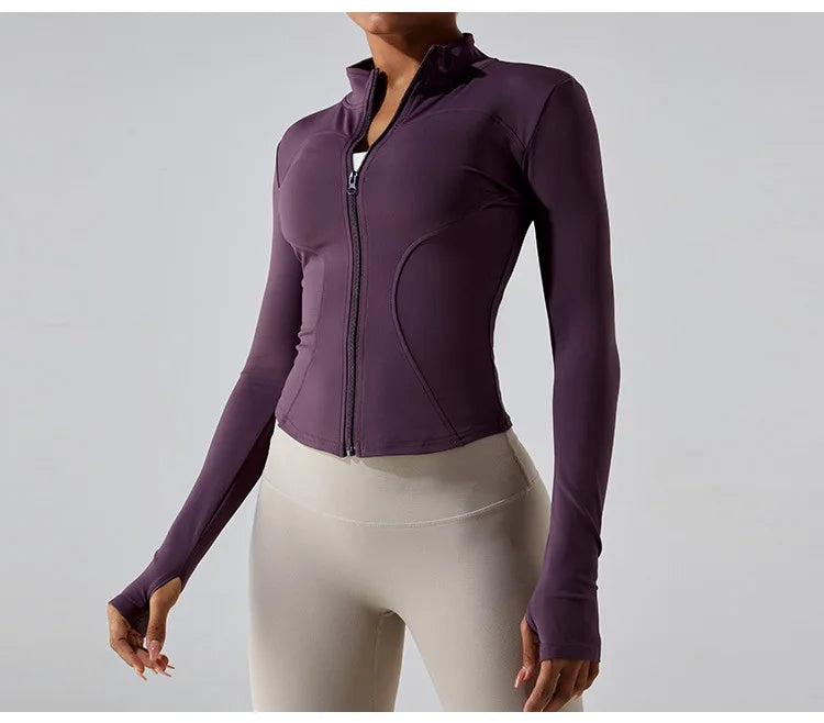 Zippered Studio Contoured Long Sleeve Sports Jacket