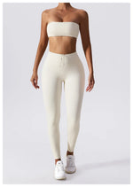 Load image into Gallery viewer, Strapless Padded Yoga Sports Bra Contour Silhouette
