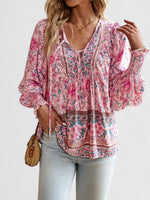 Load image into Gallery viewer, Women's Floral Long Sleeve Boho Peasant Top
