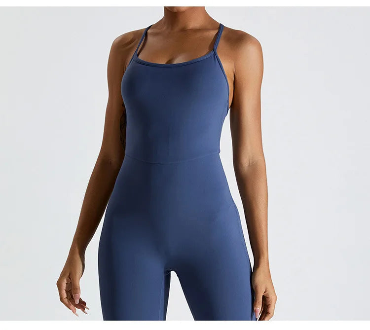 Backless Contour Yoga Jumpsuit Seamless Performance Wear