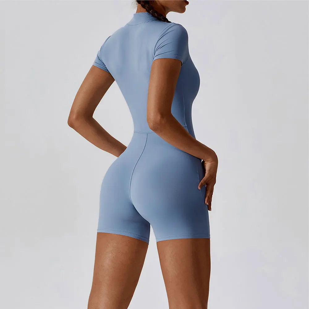 Seamless Contour Zippered Yoga Bodysuit Performance