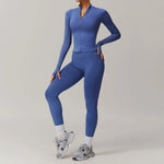 Load image into Gallery viewer, Performance Contoured Zippered Yoga Outfit Long Sleeve
