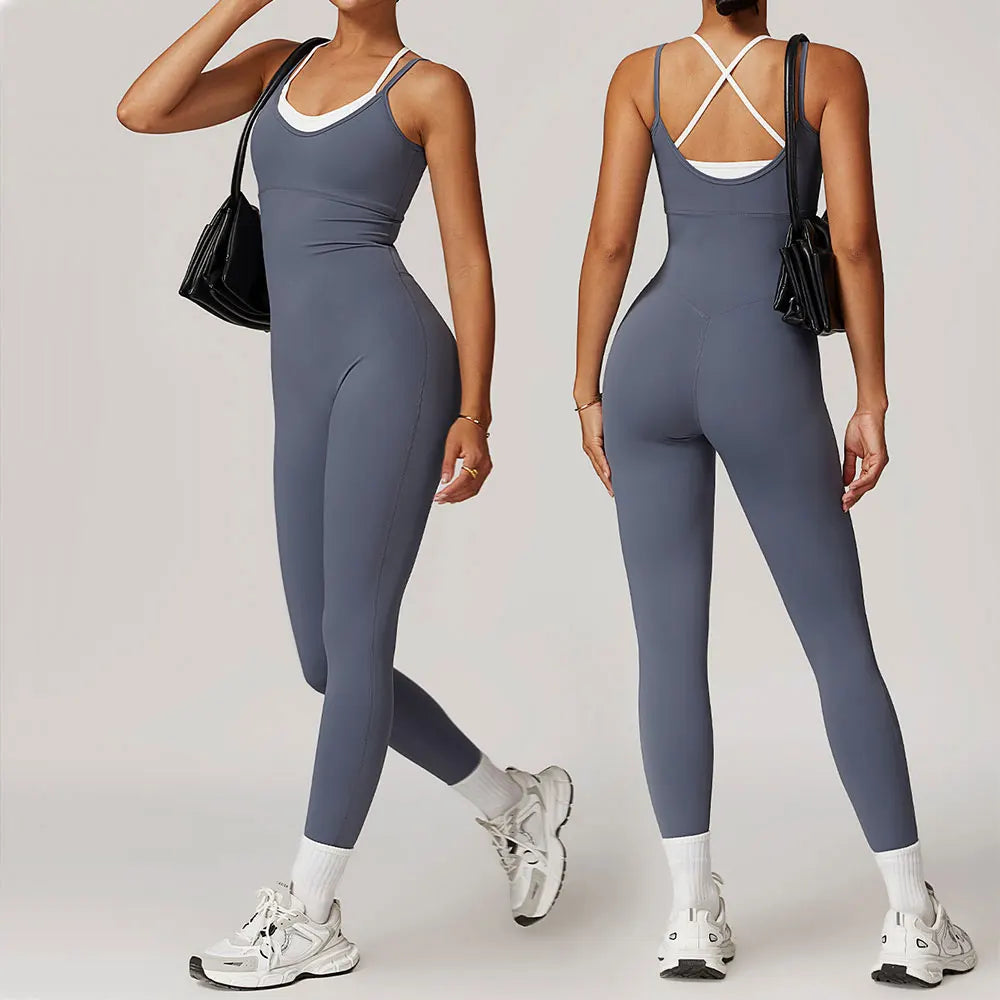 Color Blocking Seamless Yoga Jumpsuit Exquisite Fit
