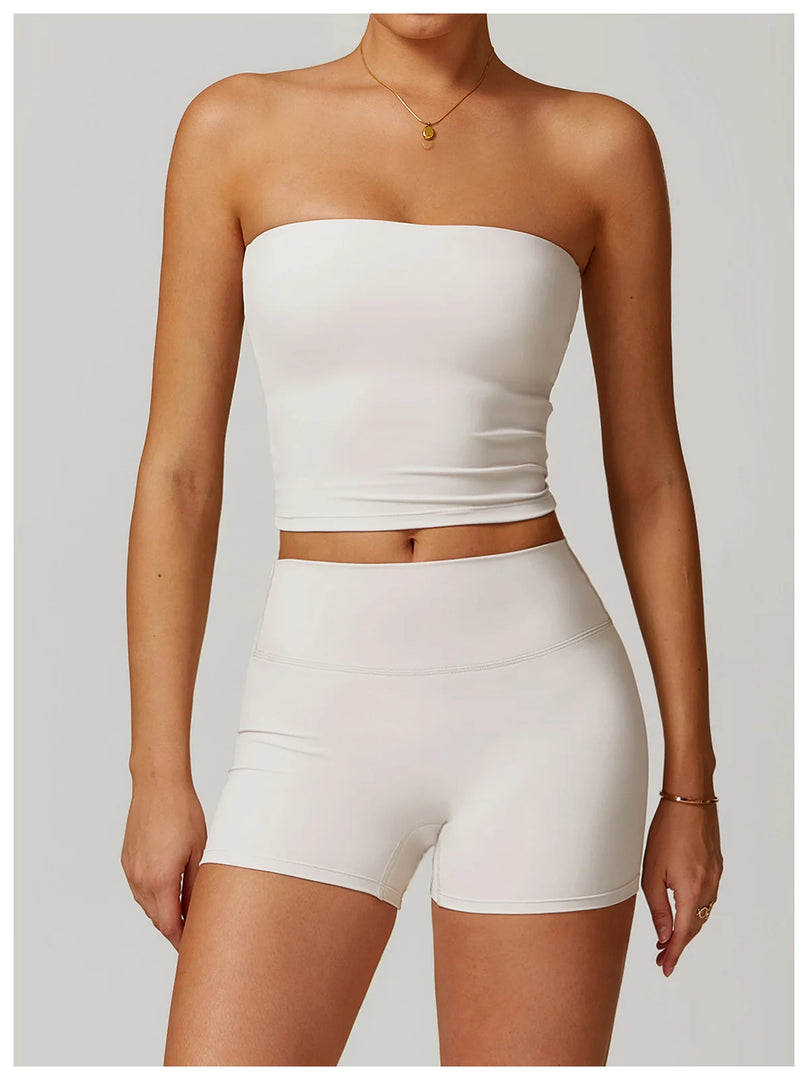 Sculpted Strapless Yoga Vest Contoured Support Brassiere