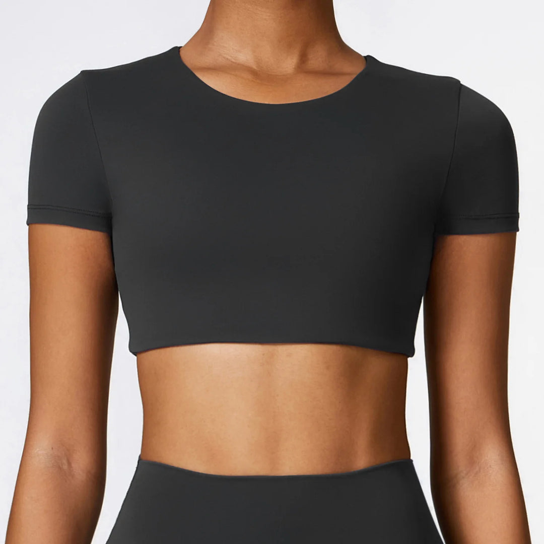 Seamless Contour Fit Yoga Crop Top Light Weight Nylon Knit