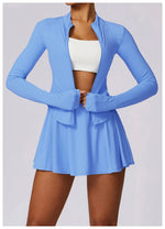 Load image into Gallery viewer, Luxurious Contoured Yoga Set Zippered Front Seamless Nylon
