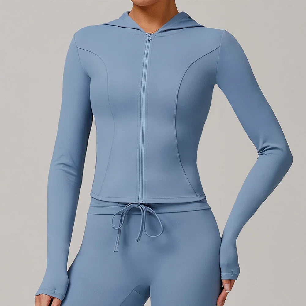 Zip Front Yoga Jacket Breathable High Stretch Nylon