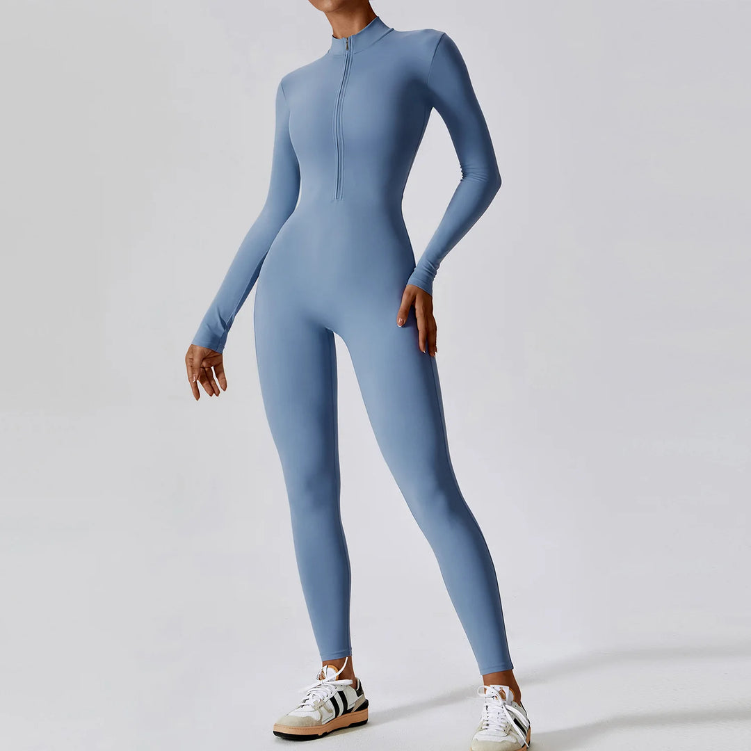 Zippered Contour Yoga Jumpsuit With Performance Gear