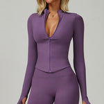 Load image into Gallery viewer, Seamless Contour Yoga Top With Zippered Long Sleeve
