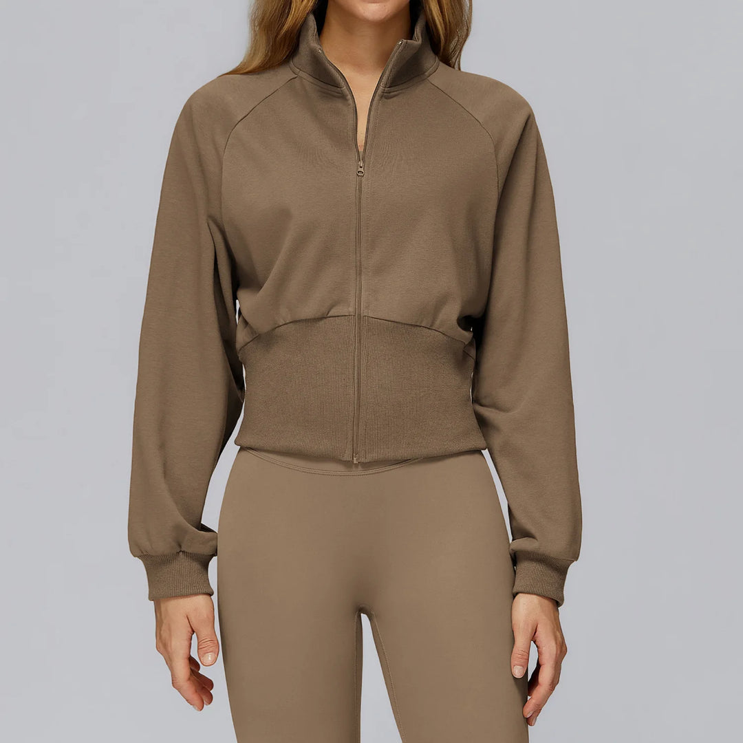 Wind Proof Zip Front Standing Collar Sweat Shirt Regular Fit