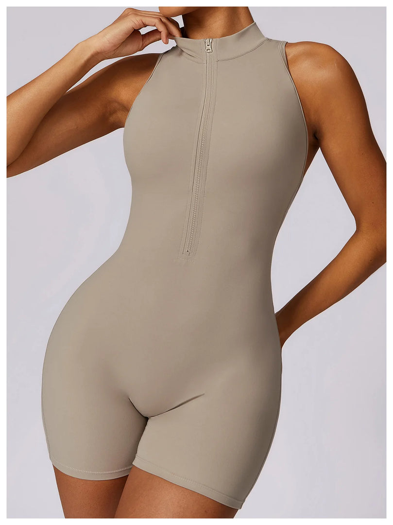 Luxurious Contour Performance Zip Front Yoga Romper