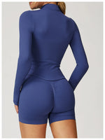 Load image into Gallery viewer, Seamless Contour Yoga Top With Zippered Long Sleeve
