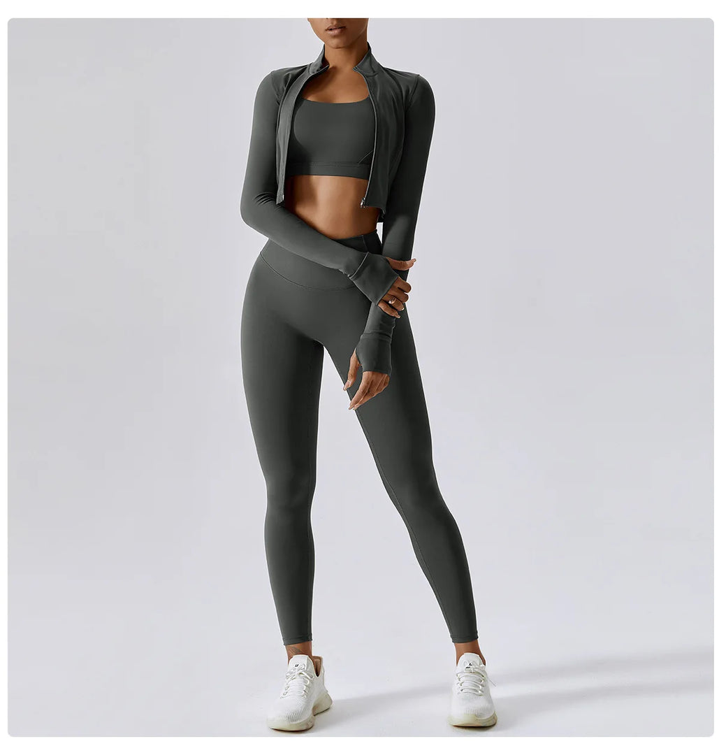 Three Piece Contoured Yoga Set Athleisure Signature