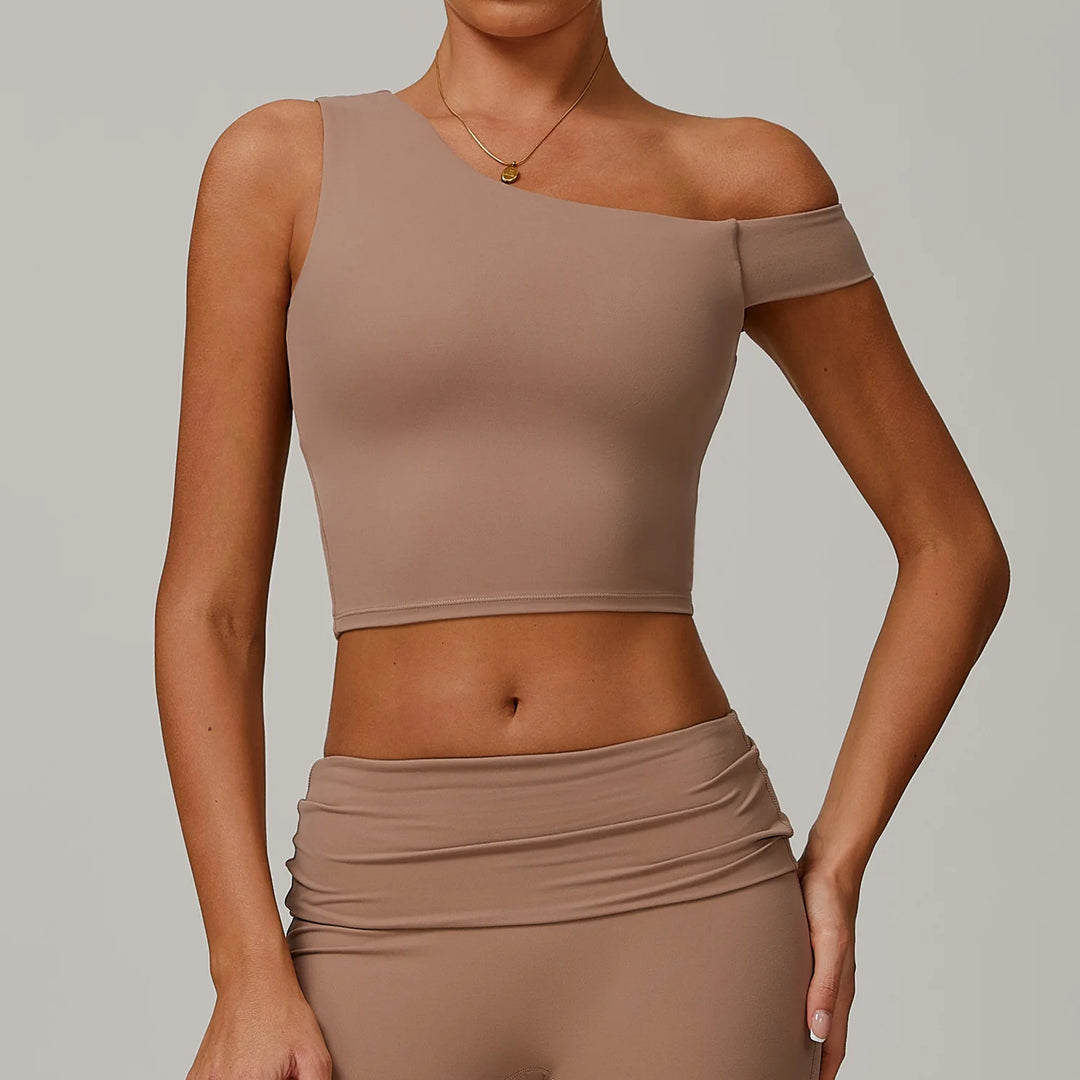 Breathable One Shoulder Sculpted Performance Contour Bra