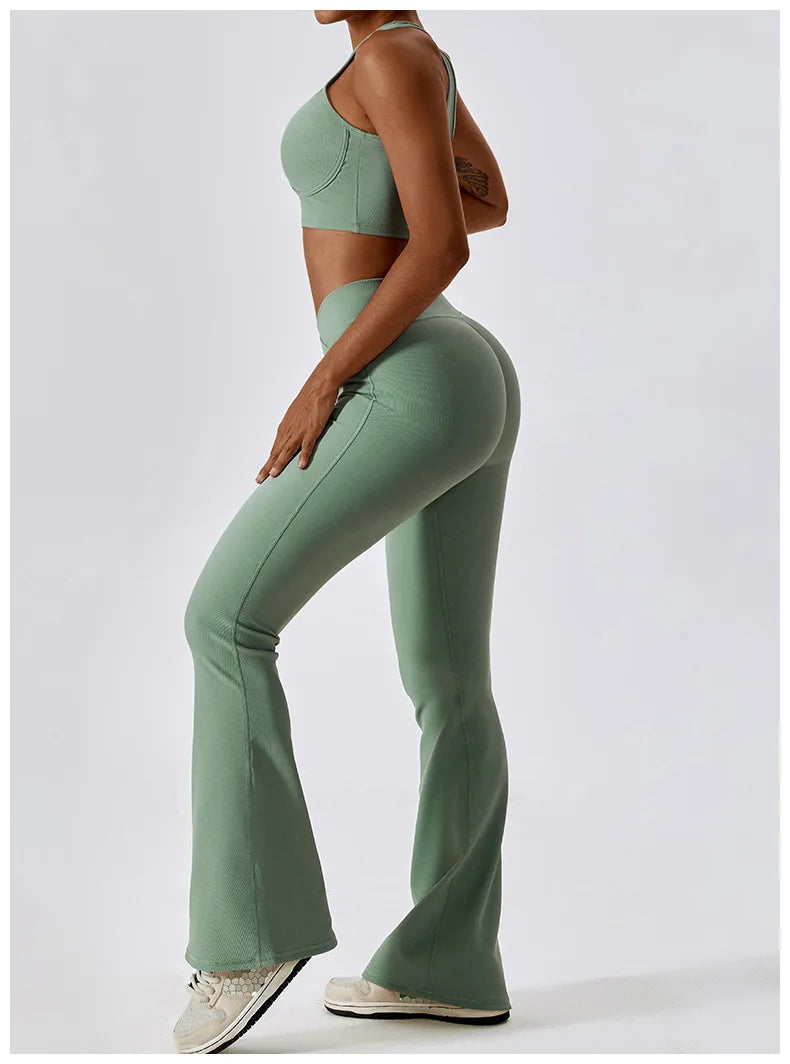Contour High Waist Flare Leggings With Performance Wear