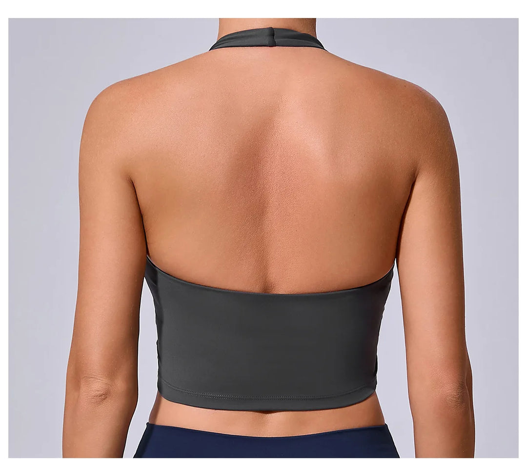 Breathable Hanging Neck Yoga Sports Bra With Contour Support