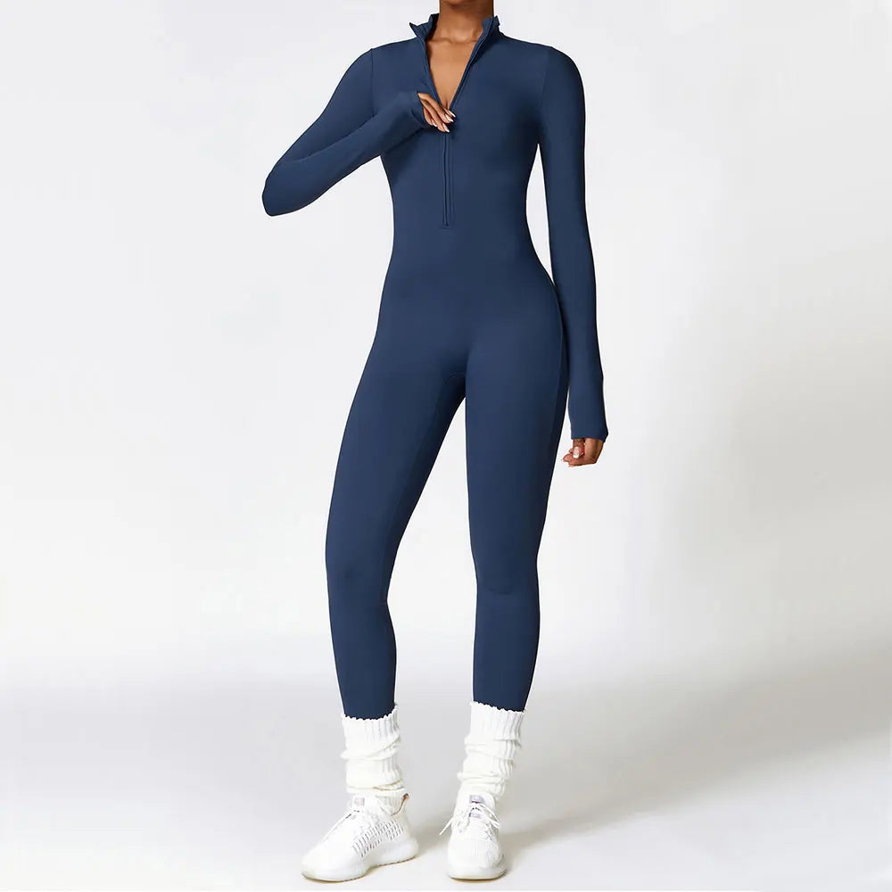 Zippered Contour Yoga Romper With Ultra Compression