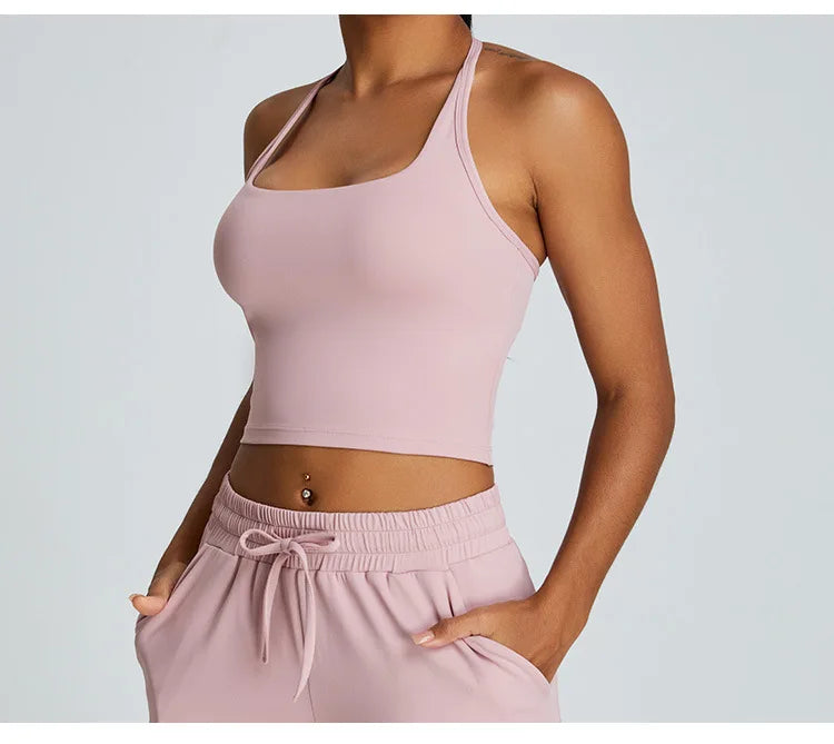 Feather Light Bra Interlocking Open Back Halter Contour