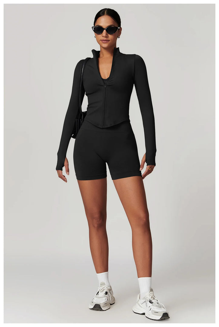 Zippered Performance Long-Sleeve Top Moisture-Wicking