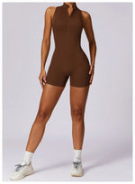 Load image into Gallery viewer, Luxurious Contour Performance Zip Front Yoga Romper
