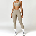 Load image into Gallery viewer, Seamless Two Piece Yoga Set Contour Silhouette Leggings
