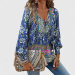 Load image into Gallery viewer, Women's Floral Long Sleeve Boho Peasant Top
