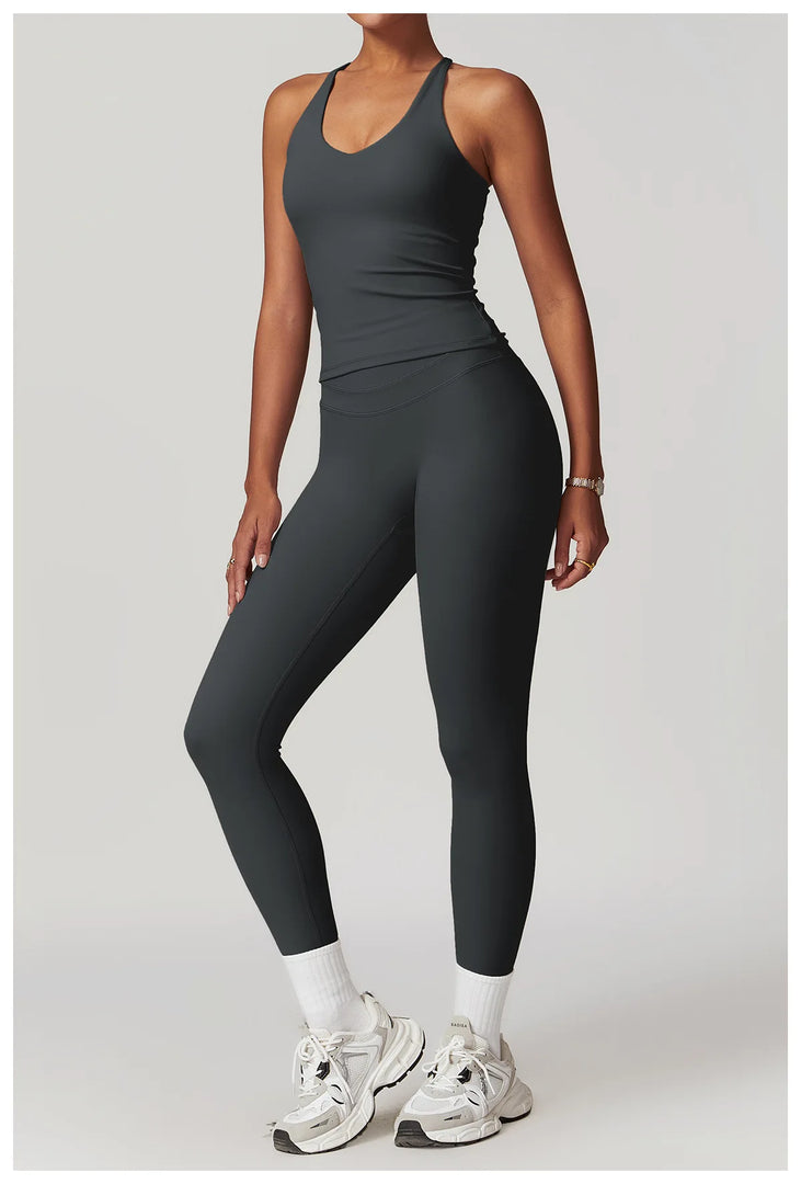 2 Piece Premium Contoured Leggings Set For Performance
