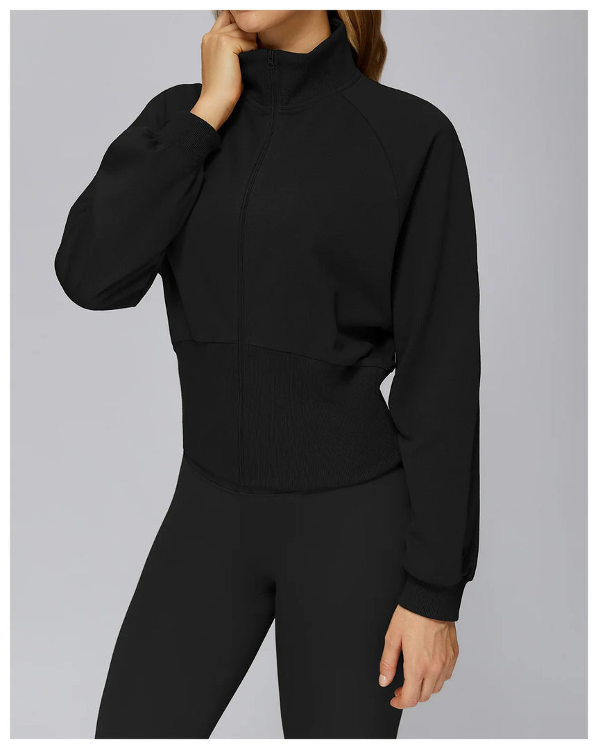 Wind Proof Zip Front Standing Collar Sweat Shirt Regular Fit