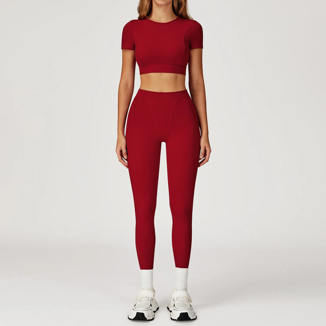 Two-Piece Contoured Breathable Yoga Set Leggings Silhouette