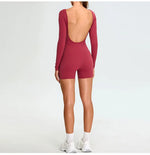 Load image into Gallery viewer, Backless Luxe Long Sleeve Yoga Jumpsuit Silhouette Chic
