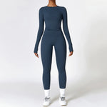 Load image into Gallery viewer, Seamless Sculpted Yoga Core Set Leggings Ribbed Contour
