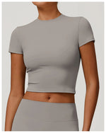 Load image into Gallery viewer, Sculpted Performance Yoga Top Short Sleeve Premium Nylon
