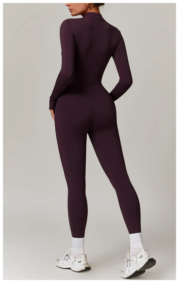 Zippered Contour Yoga Romper With Ultra Compression