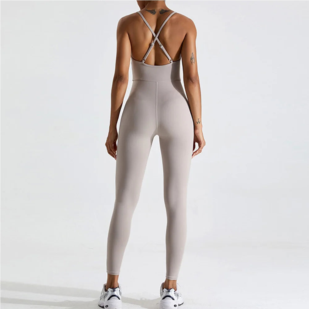 Backless Contour Yoga Jumpsuit Seamless Performance Wear