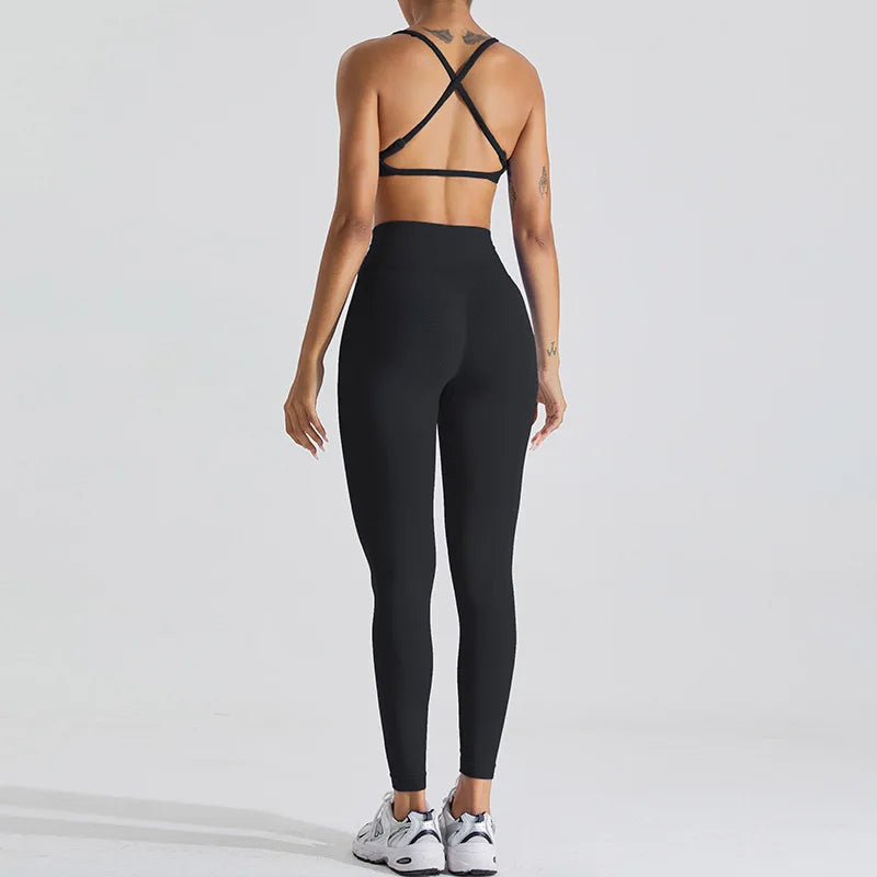 Seamless Two Piece Contour Performance Leggings Set Nylon